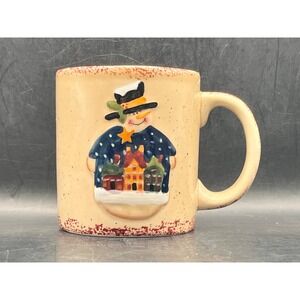 LTD Commodities Snowman‎ Village Ceramic Coffee Mug Speckled Red Trim Winter 3D